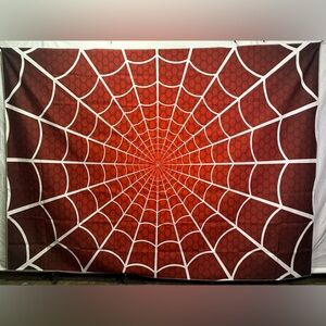 Extra Large Spider Web Backdrop 8x6ft (Fabric)Happy Birthday Banner Themed